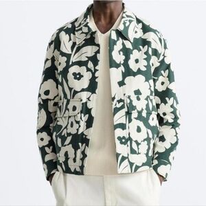 Zara Floral Green And White Jacket